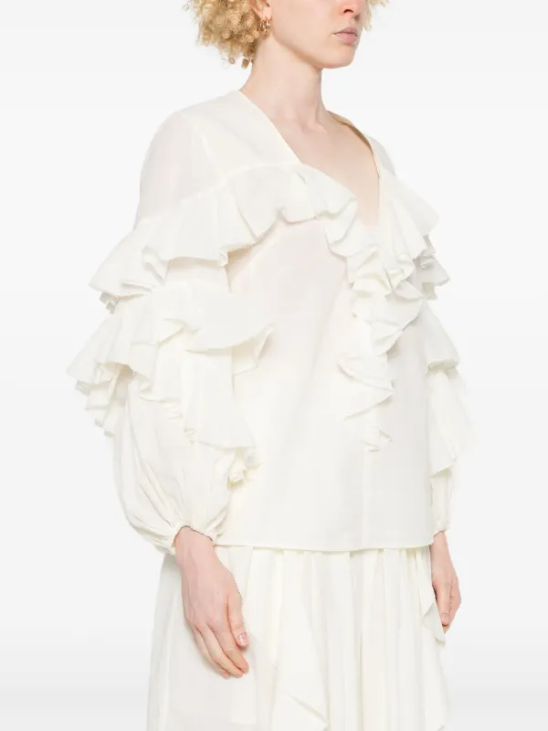 Zimmermann フリル付きホワイトシャツ Zimmermann Shirt with daisy motif | Women's Clothing | Vitkac