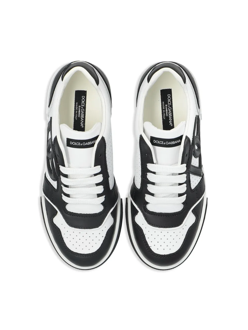 Dolce & Gabbana Kids logo-appliqué leather sneakers Black