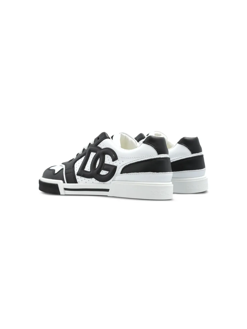 Dolce & Gabbana Kids logo-appliqué leather sneakers Black