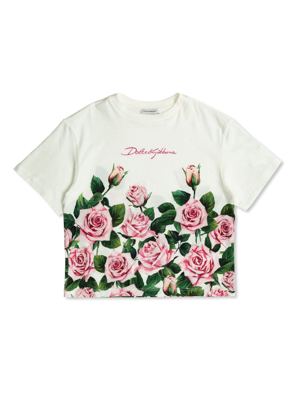 Dolce & Gabbana Kids rose-print T-shirt - White