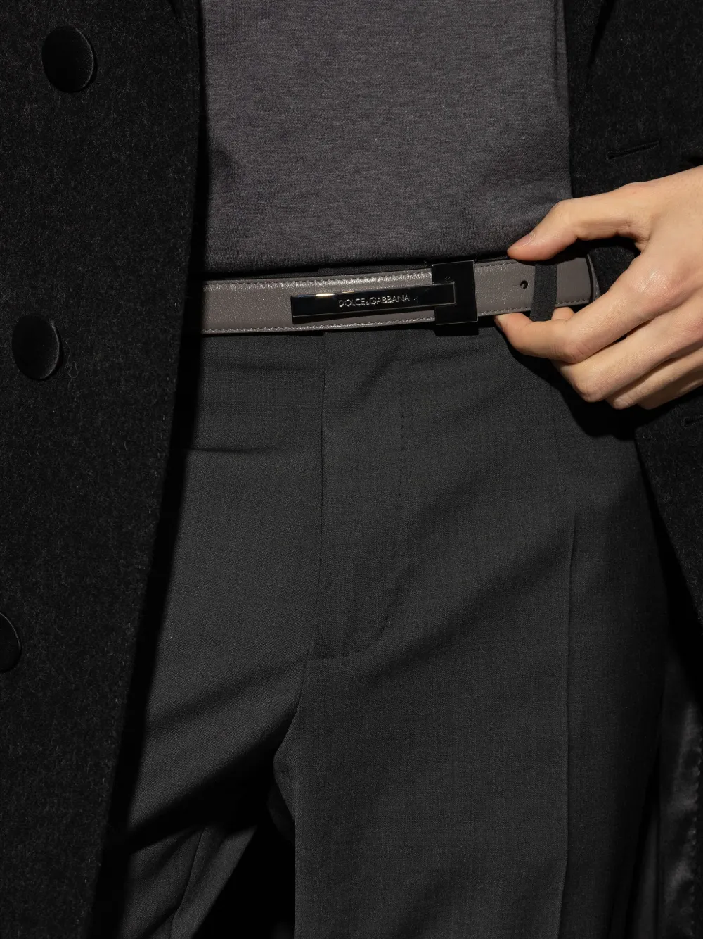 Dolce & Gabbana Leren riem Grijs