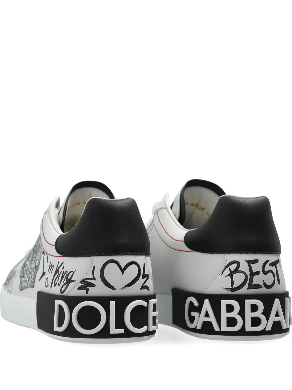 Dolce & Gabbana White Low Top Sneakers With Logo Patch On The Tongue And All-over Print In Leather Man In White