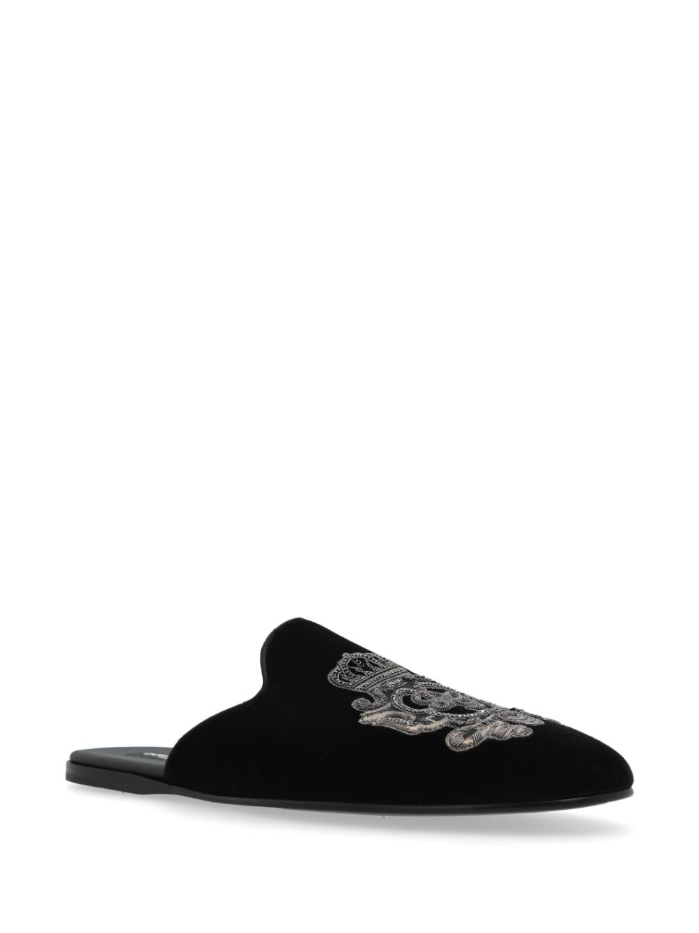 Dolce & Gabbana Slippers met geborduurd logo Zwart