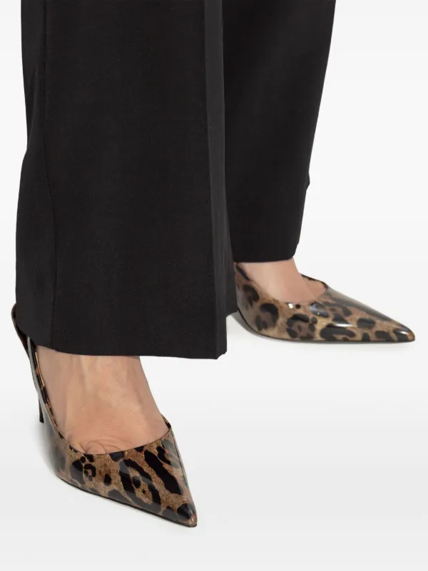 Dolce & Gabbana Polished Calfskin Slingbacks With Leopard Print