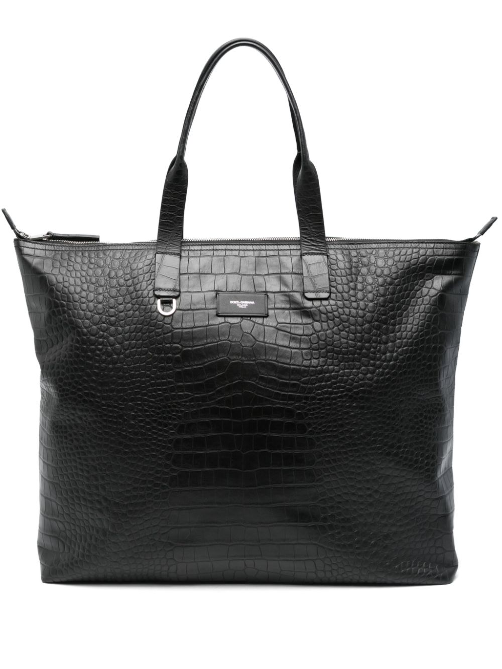 crocodile-embossed leather tote bag