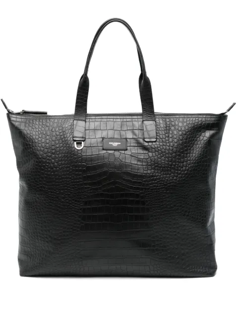 Dolce & Gabbana crocodile-embossed leather tote bag