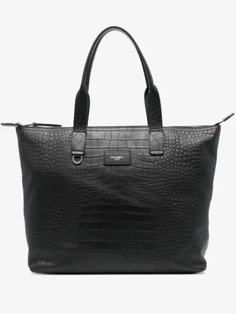 Dolce & Gabbana crocodile-embossed leather tote bag