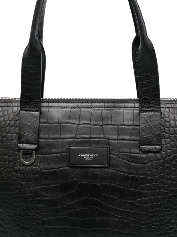 Dolce & Gabbana クロコエンボス レザーバッグ | ブラック | FARFETCH JP