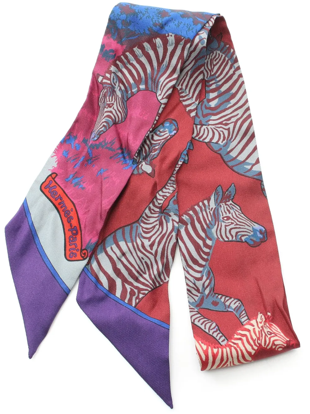 Hermes 2000s Twilly Les Zebres scarf Women