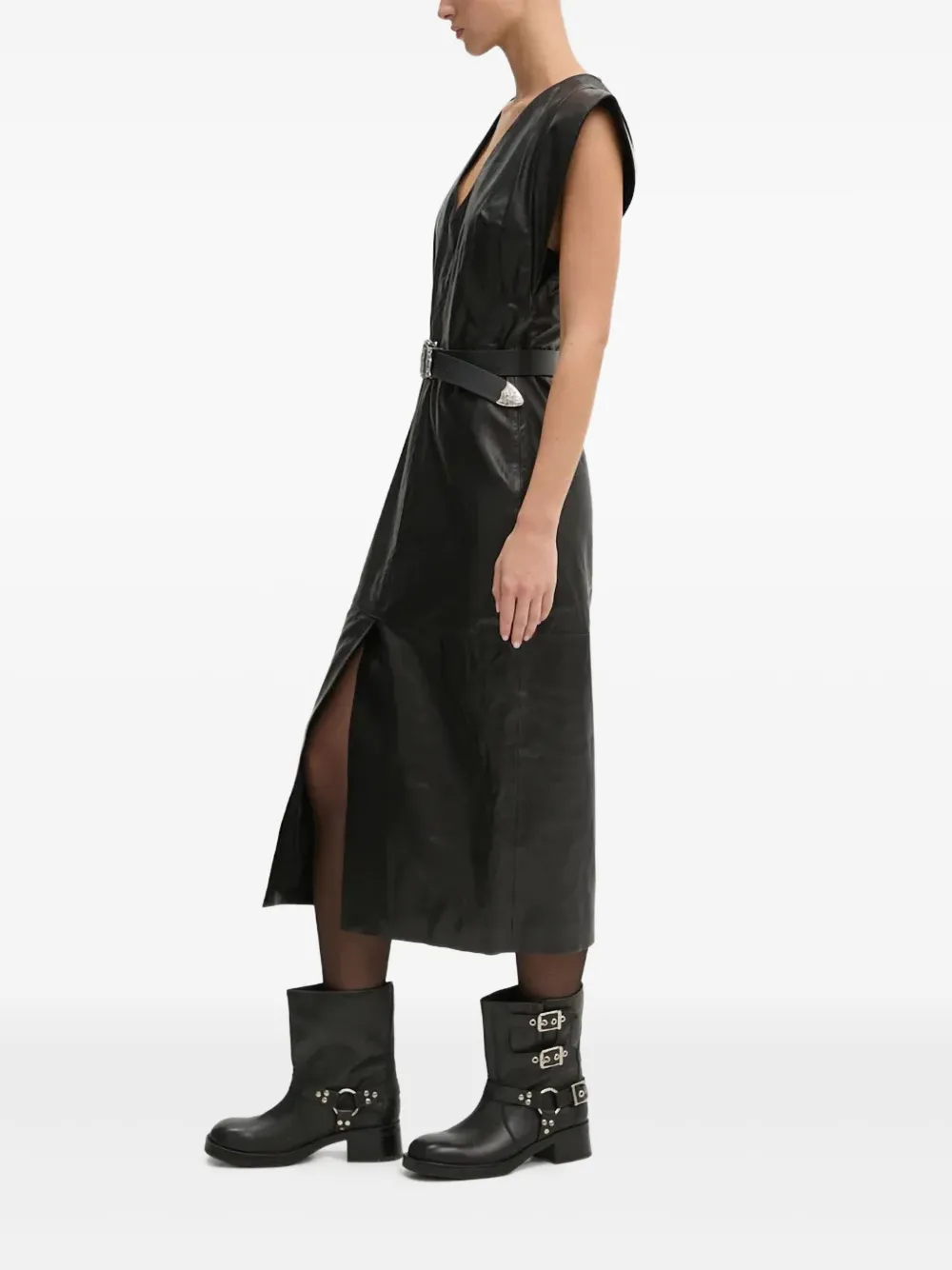 IRO Penelope front-slit midi dress - Zwart