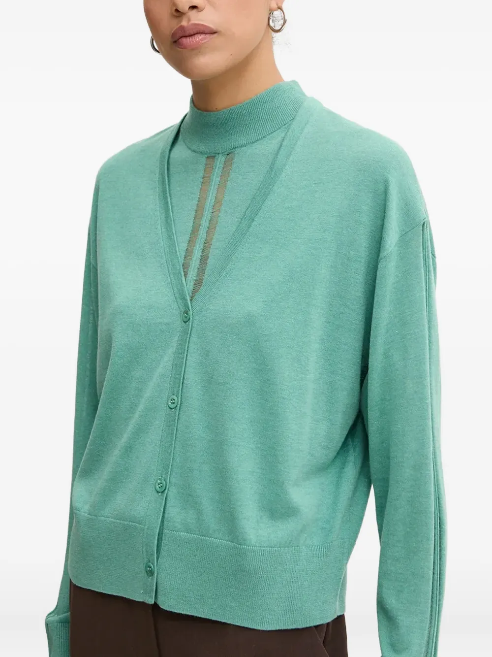 Iro Buttoned V-neck Cardigan In Green
