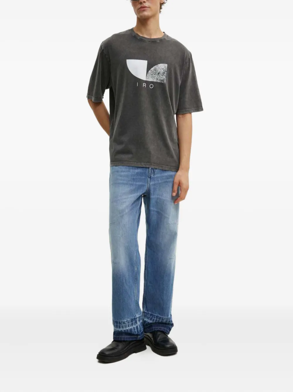 Iro Print Crew Neck T-shirt In Gray