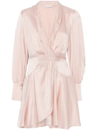 ZIMMERMANN Silk Wrap Mini Dress | Pink | FARFETCH