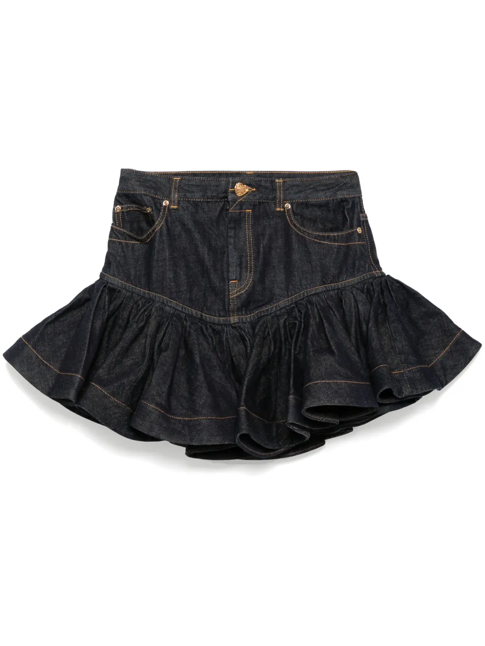 ZIMMERMANN Crush Denim Frill Mini Skirt Blue FARFETCH HK