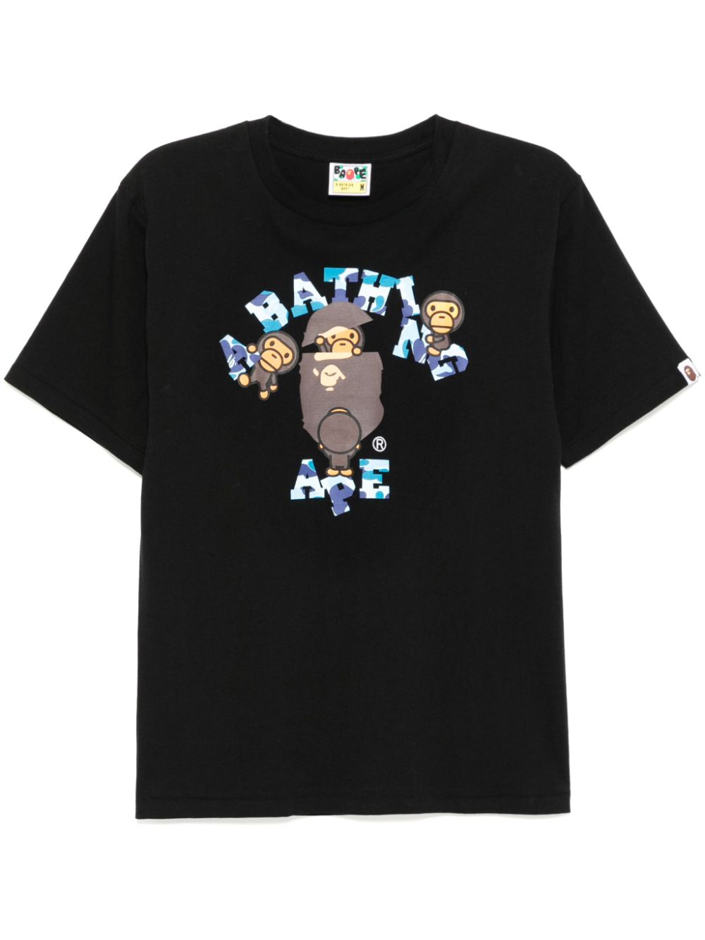 A BATHING APE ABC Camo College Milo T-shirt Zwart