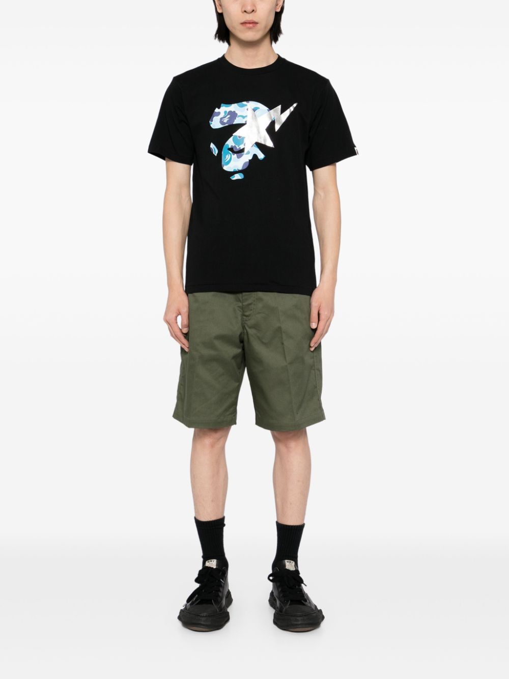 A BATHING APE® Abc camo Ape face STA tee - Black