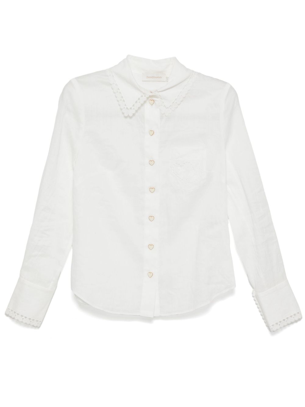 ZIMMERMANN embroidered ramie shirt - White