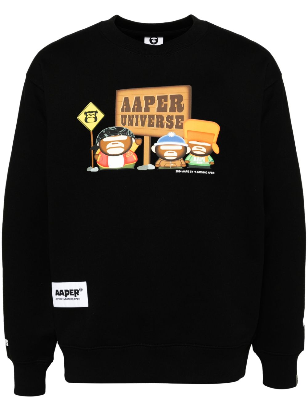 AAPE BY *A BATHING APE AAPER sweater met ronde hals Zwart