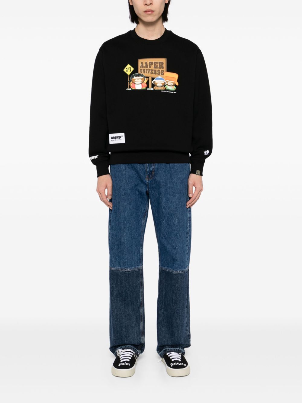 AAPE BY *A BATHING APE® AAPER sweater met ronde hals - Zwart