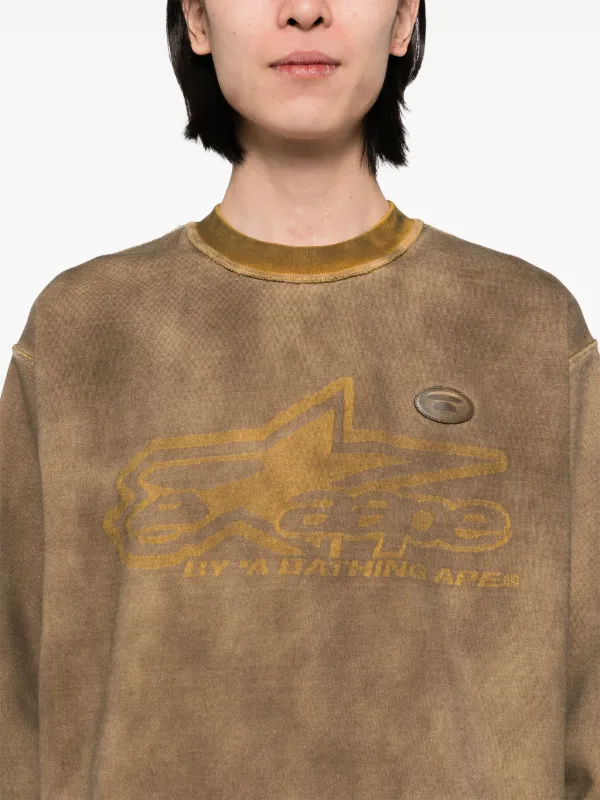 人気【AAPE by A BATHING APE】ムーンフェイス スウェットシャツ AAPE BY *A BATHING APE® Moonface スウェットシャツ | ブラウン
