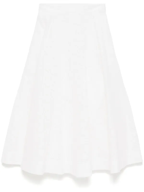 Zimmermann Crush Embroidered Midi Skirt in White