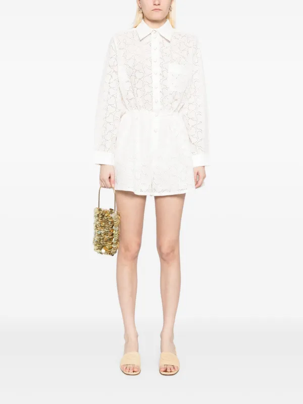 ZIMMERMANN Crush Embroidered Playsuit | White | FARFETCH OM