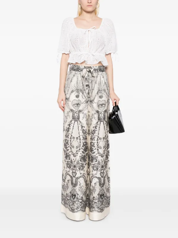 ZIMMERMANN Crush Draw Waist Trousers | White | FARFETCH SG