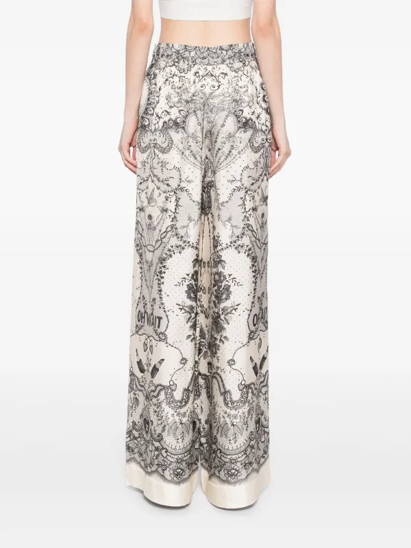 【Zimmermann】CRUSH DRAW WAIST PANT シルク リラックスパンツ ZIMMERMANN Crush Draw Waist Trousers | White | FARFETCH