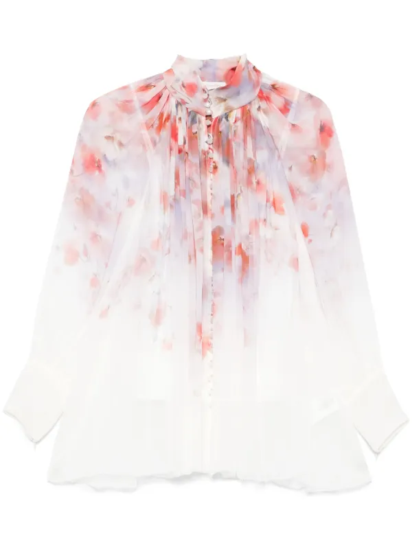 【送料&関税込】Zimmermann Smock Crush Blouse Zimmermann Crush Smock Blouse in Scarlet Floral | REVOLVE