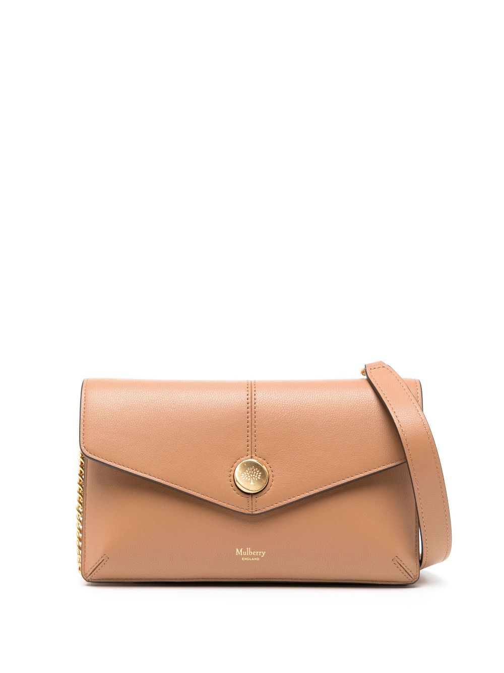 Mulberry Tas met drukknoopsluiting en kettinghengsel Beige