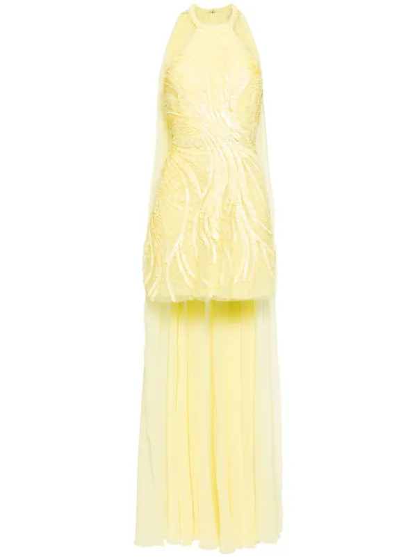 Elie Saab Sequinned Mini Dress | Yellow | FARFETCH UK Elie Saab Sequinned Mini Dress | Yellow | FARFETCH UK