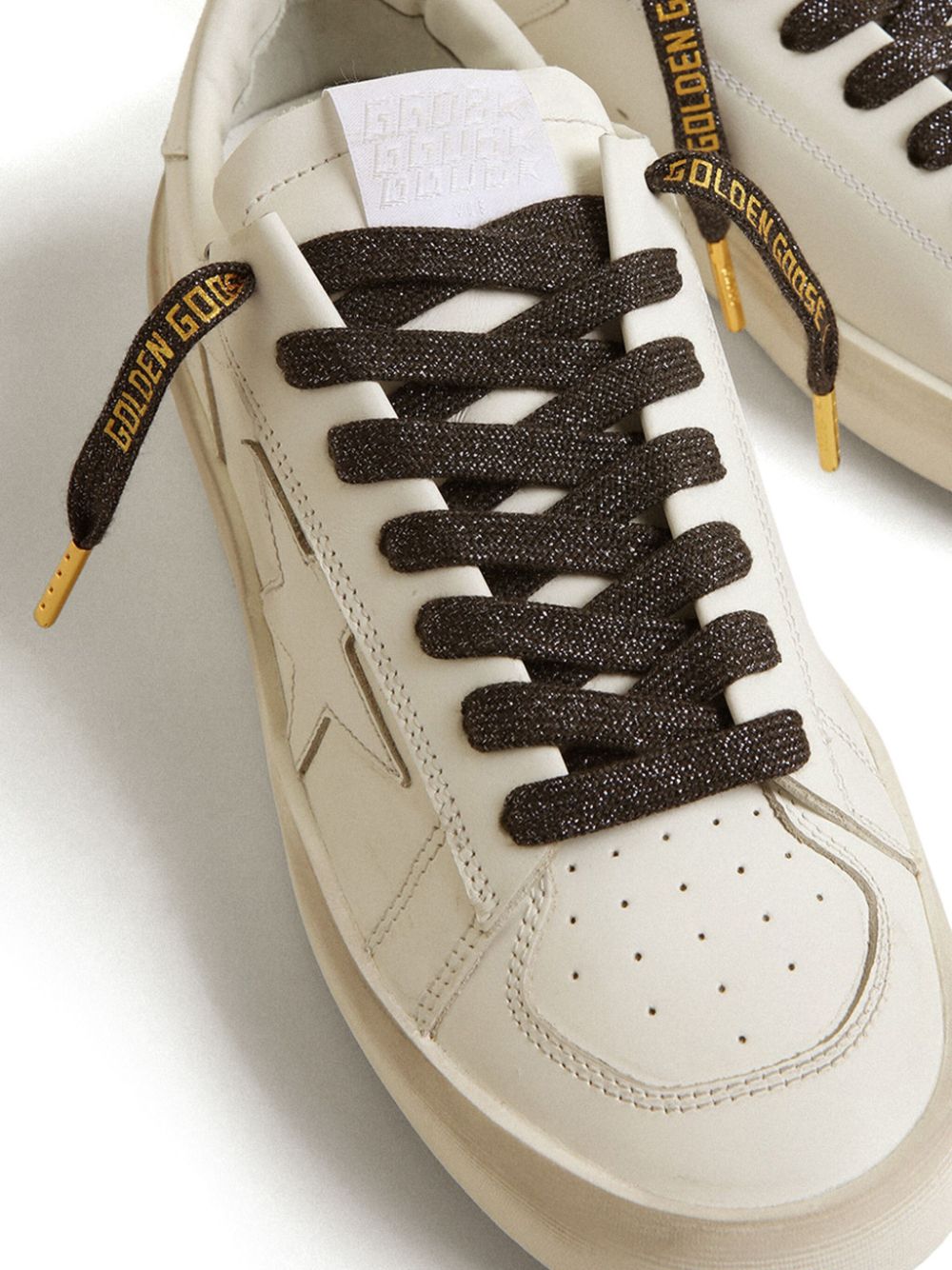 Golden Goose Lurex schoenveters met logoprint - Grijs