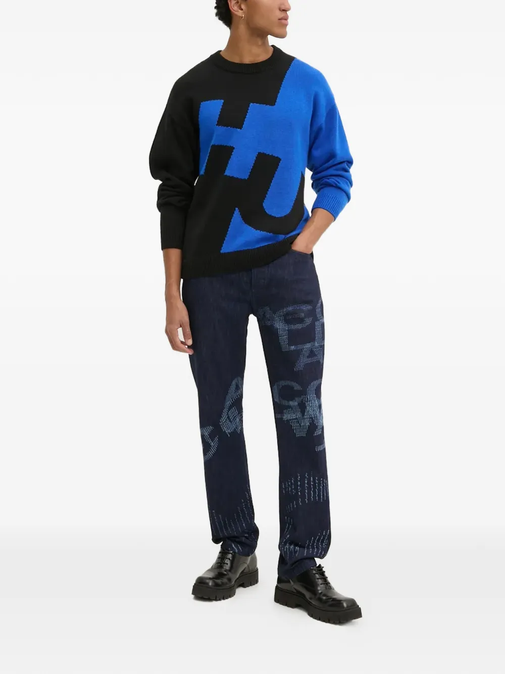 A-COLD-WALL* graphic-print jeans - Blauw