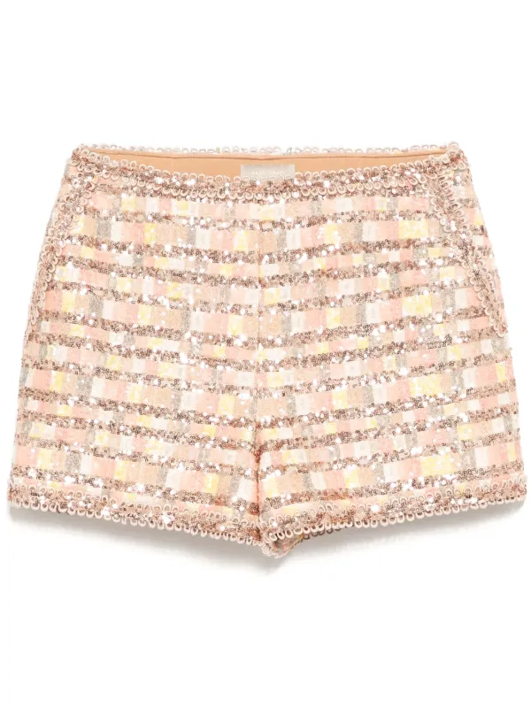 Elie Saab Tweed Sequin Shorts in Pink