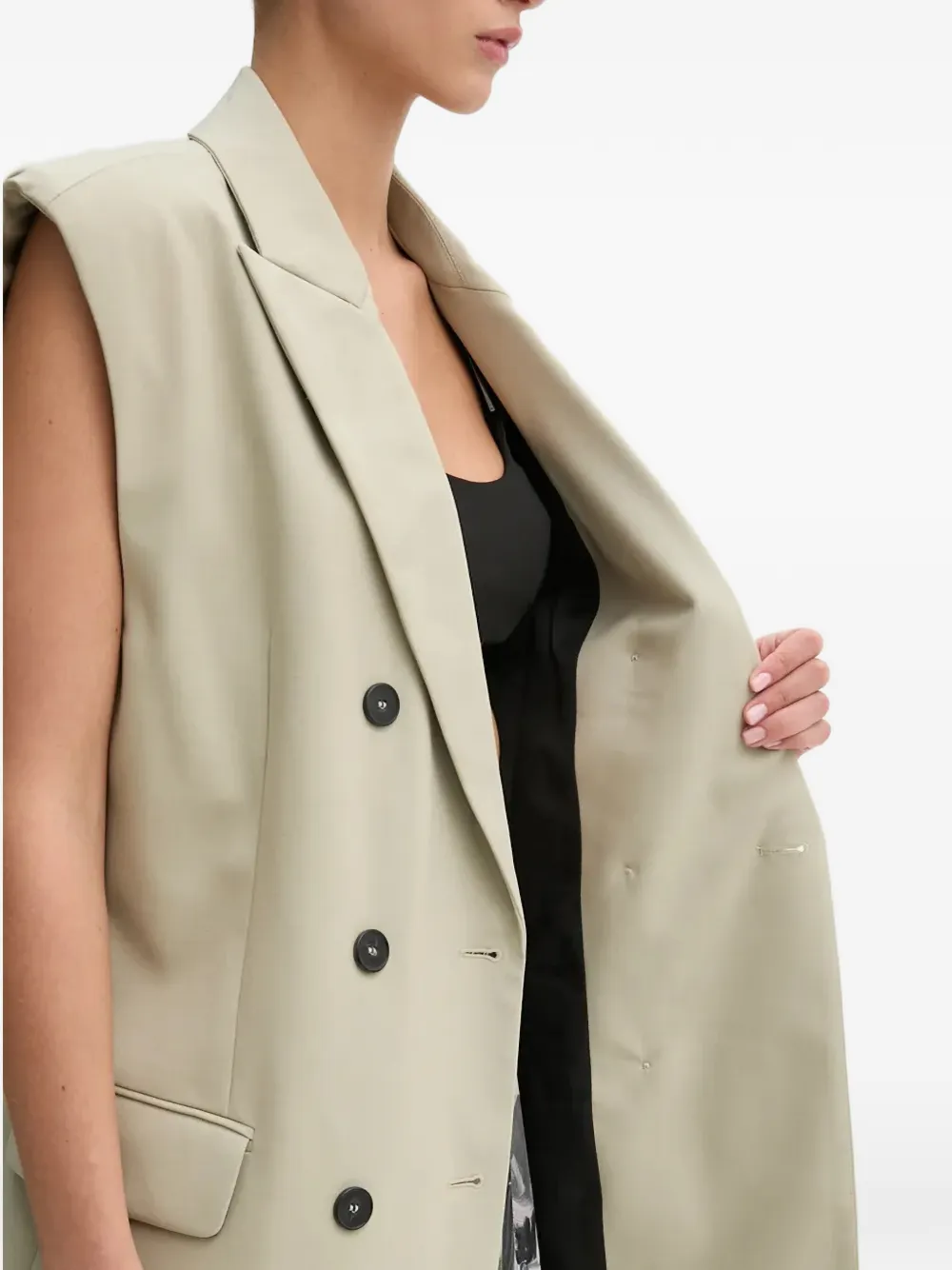  Iro Double-breasted Sleeveless Top - Neutrals 