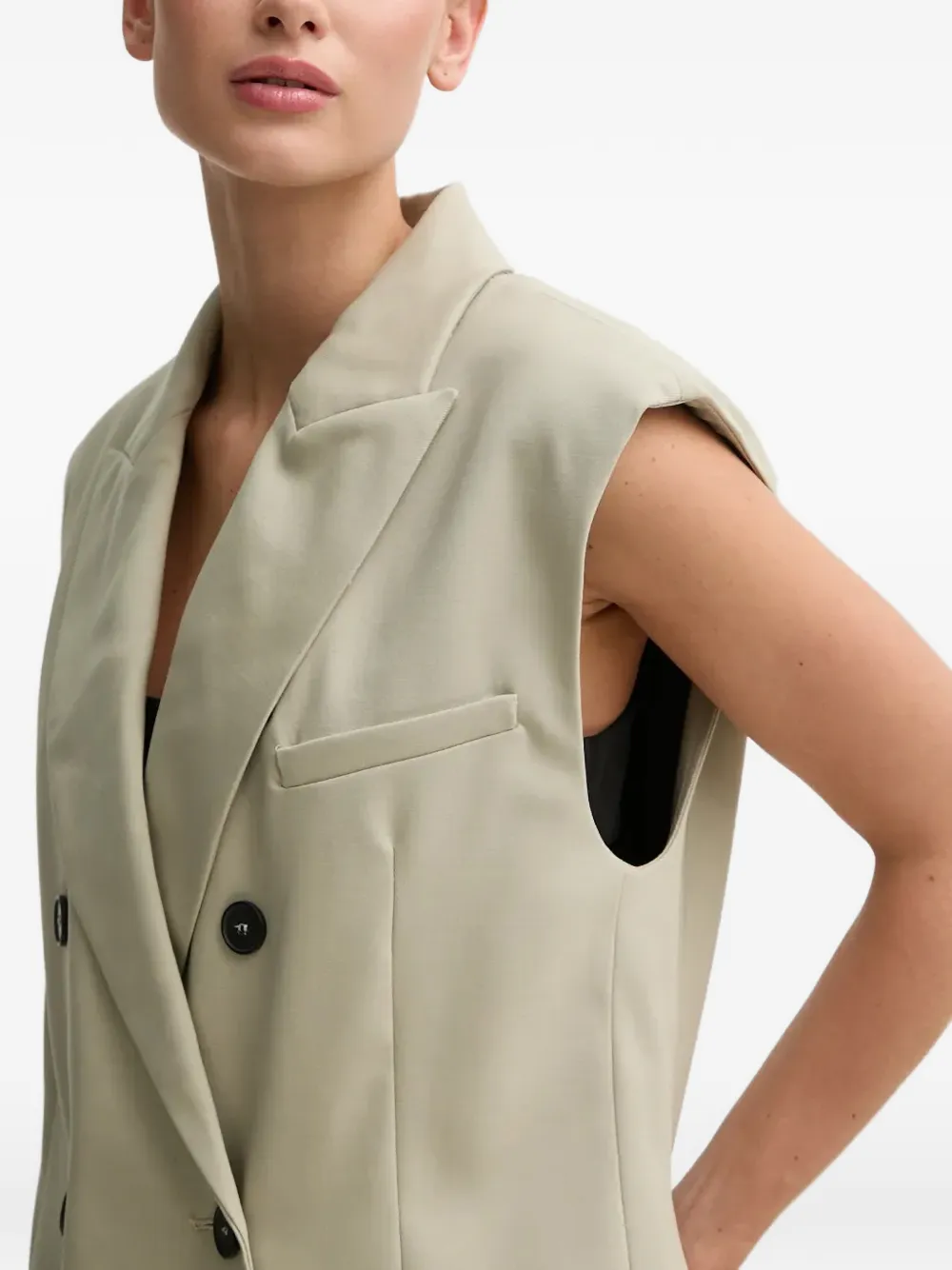 IRO Mouwloze top met dubbele rij knopen Beige
