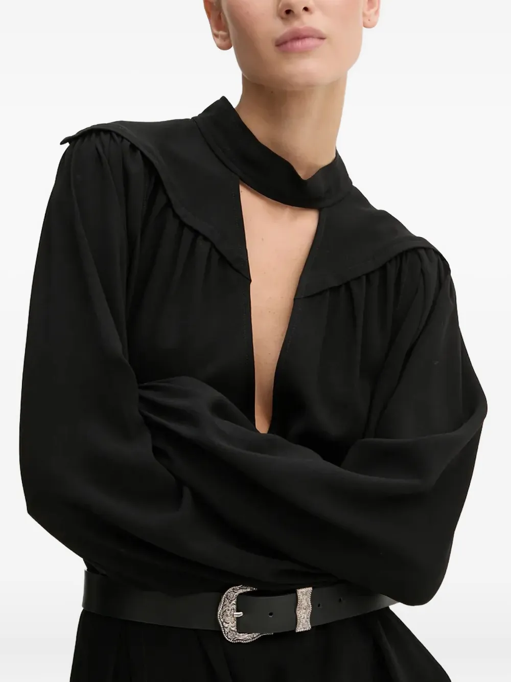 IRO Jumpsuit met V-hals en lange mouwen Zwart