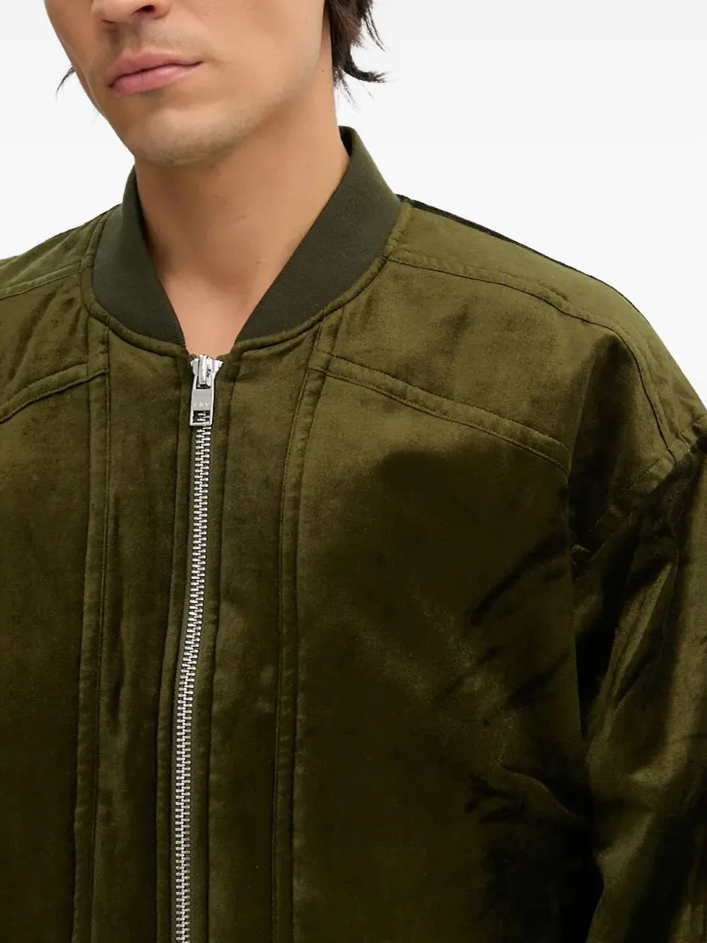 Iro Zip-fastening Velvet Jacket In Green