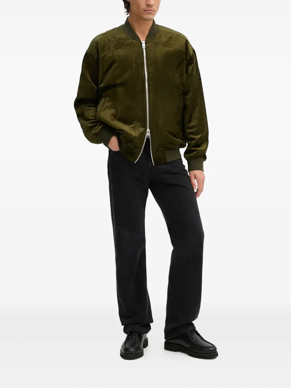 Iro Zip-fastening Velvet Jacket In Green