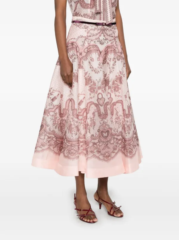 スカート ZIMMERMANN Women Skirts 0326SF241 Pink ZIMMERMANN Crush Flared Midi Skirt | Pink | FARFETCH