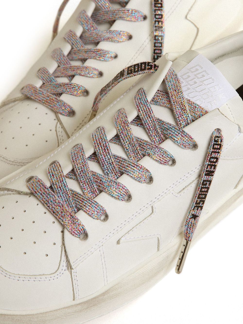 Golden Goose logo-print lurex shoe laces - Blauw