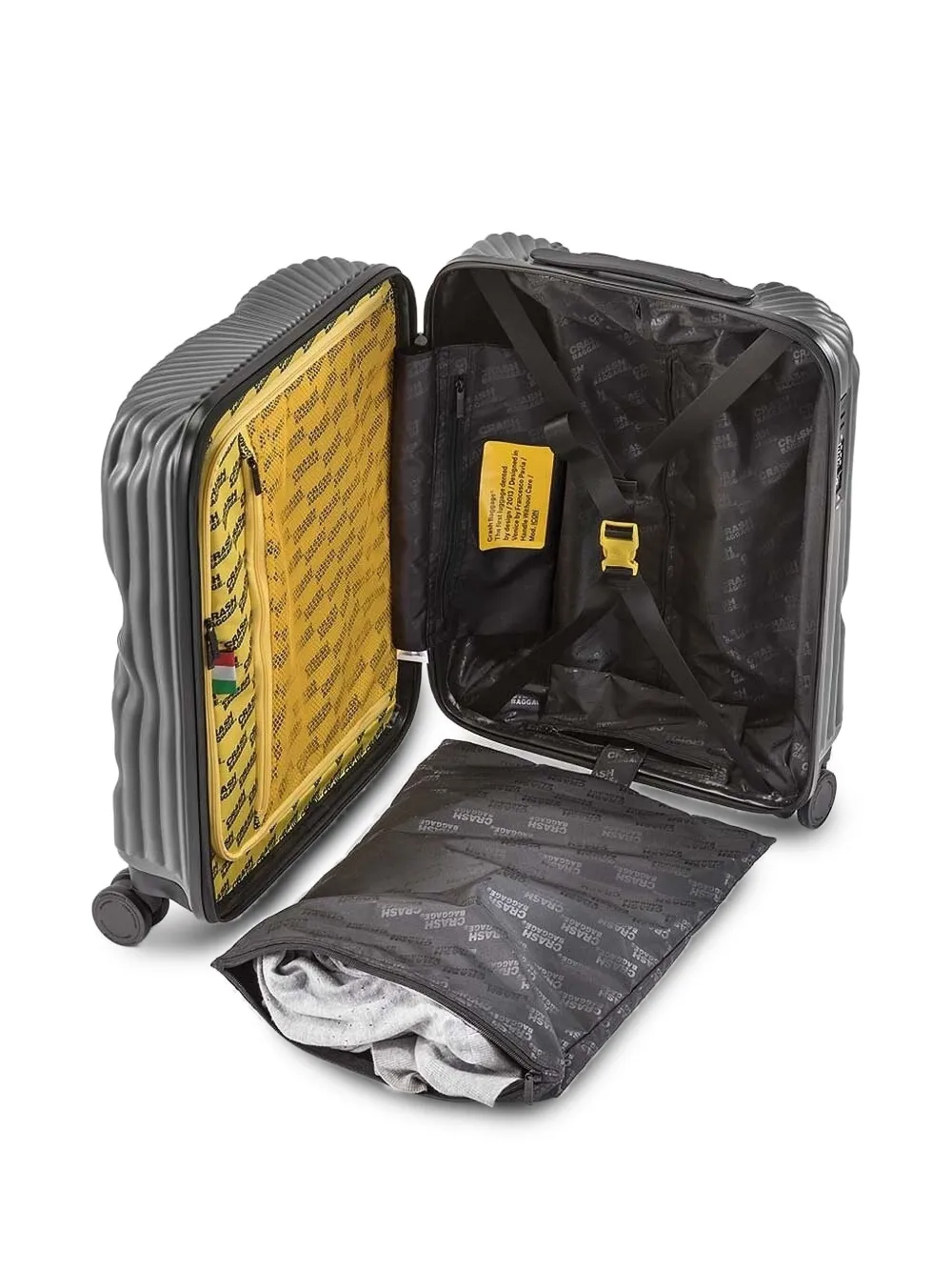 Crash Baggage Ribbed-texture Cabin Suitcase In Gray