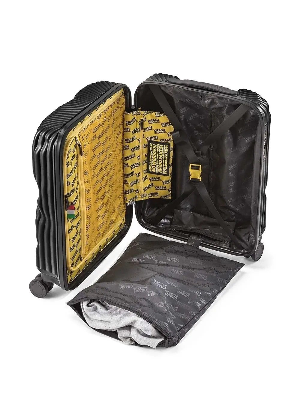 Crash Baggage Geribbelde reistas Zwart