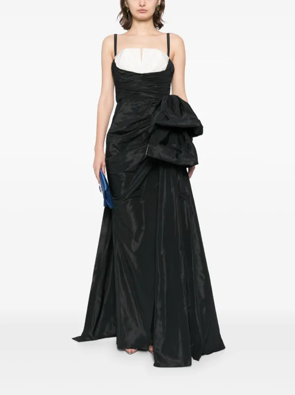 green emerald velvet dress Black Draped Velvet Midi Dress with Back Scarf – shopaleena main image 0
