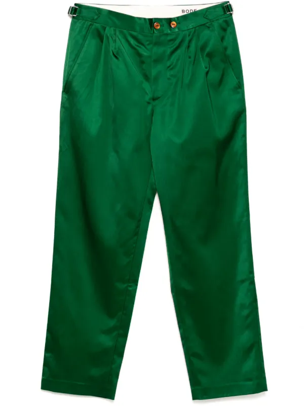 Bode Sheen Pleated Trousers in Green