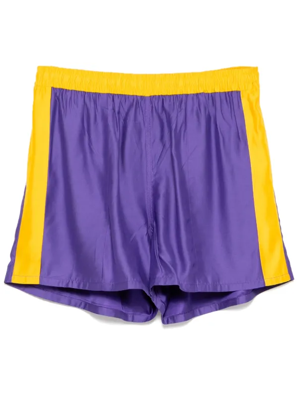 Bode Satin Field Shorts in Purple