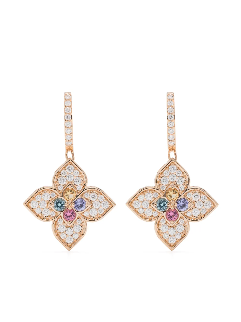 Roberto Coin Orecchini Princess Flower in oro rosa 18kt con pietre