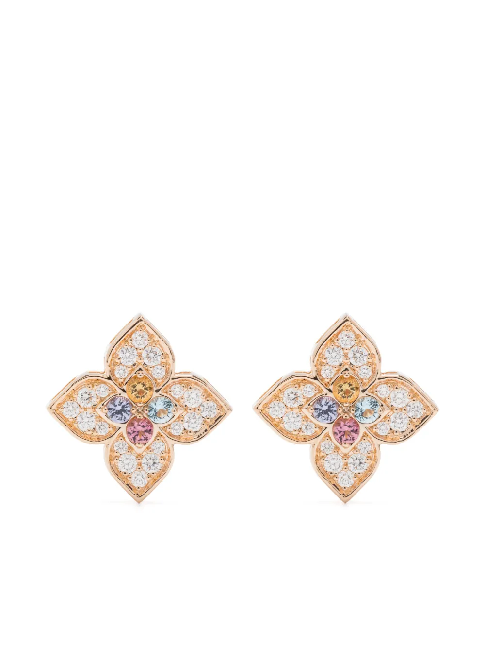 Roberto Coin Orecchini Princess Flower in oro rosa 18kt con pietre