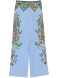 ETRO floral silk trousers - Blue