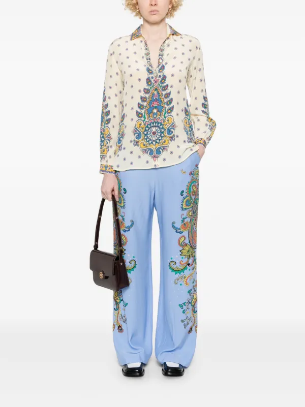 ETRO フローラル ペイズリー シルク パンツ ブルー ETRO フローラル シルクパンツ | ブルー | FARFETCH JP